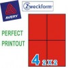 Zweckform 3456 Multipurpose Labels A4 105mmx148mm 400's Red