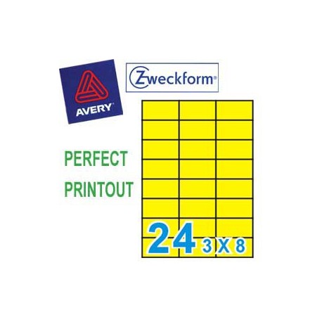 Zweckform 3451 Multipurpose Labels A4 70mmx37mm 2400's Yellow