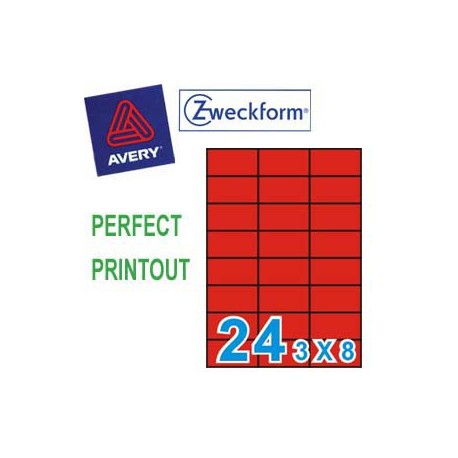 Zweckform 3448 Multipurpose Labels A4 70mmx37mm 2400's Red
