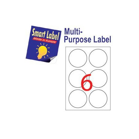 Smart Label 2593 Multipurpose Labels Round Labels A4 Dia.85mm 600's White