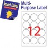 Smart Label 2590 Multipurpose Labels Round Labels A4 Dia.60mm 1200's White
