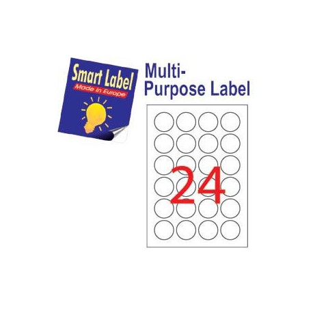 Smart Label 2588 多用途圓形標籤 A4 直徑40毫米 2400個 白色