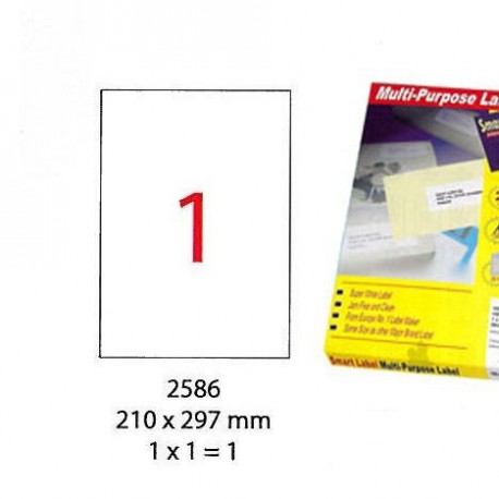 Smart Label 2586 Multipurpose Labels A4 210mmx297mm 100's White