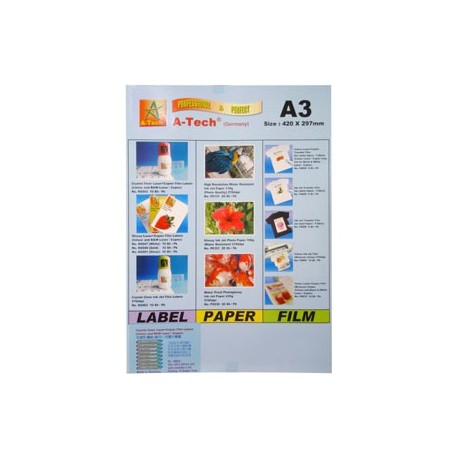 A Tech K6043 Laser &amp; Copier Film Labels A3 10Sheets Crystal Clear