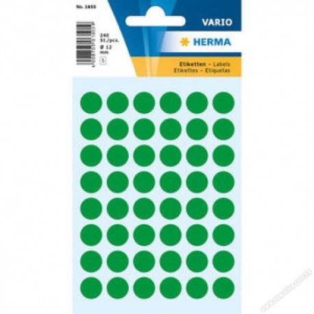 Herma 1855 Round Labels 12mm 240's Dark Green