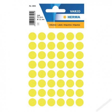 Herma 1854 Round Labels 12mm 240's Luminous Yellow