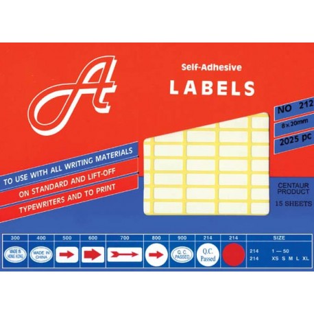 A Labels 233 Self Adhesive Labels 6mmx50mm 1200's White