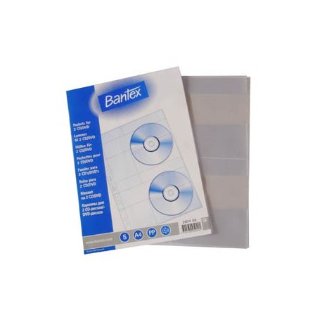 Bantex 2074 CD Rom Pocket For 2CDs A4 0.18mm 5's