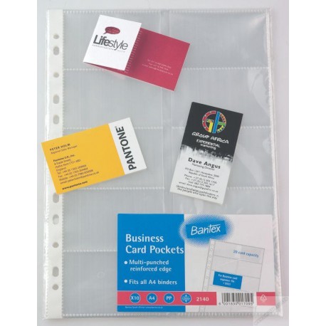 Bantex 2140 Business Card Holder Pockets Refill A4 10's