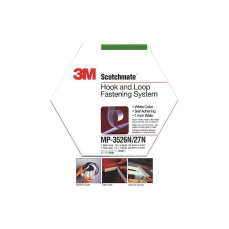 3M MP3526/27 Hook & Loop 1"x5yds White