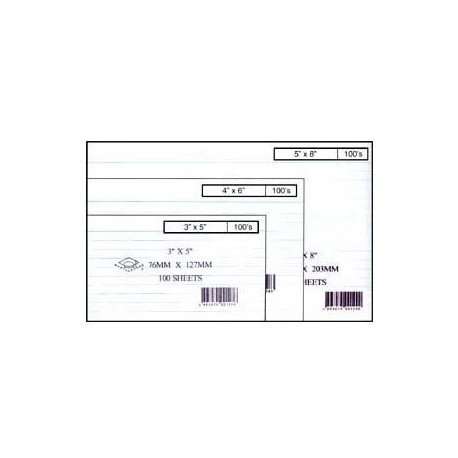 Data Card Lined 3"x5" 100Sheets White