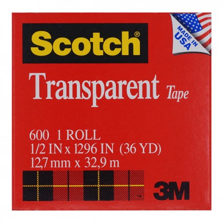 3M Scotch 600 Transparent Tape 1/2"(12mm)x36yds