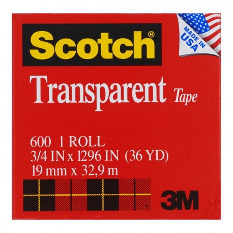 3M Scotch 600 Transparent Tape 3/4"(19mm)x36yds