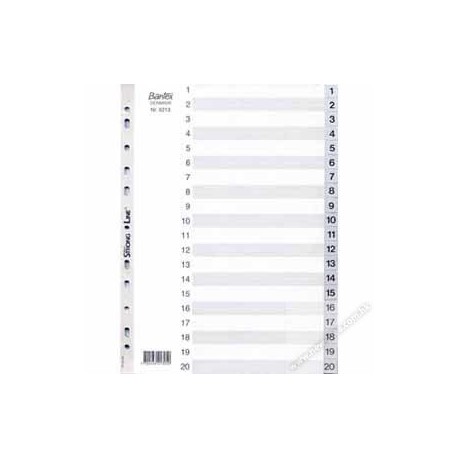 Bantex 6213 PVC Index Divider A4 1-20 Grey