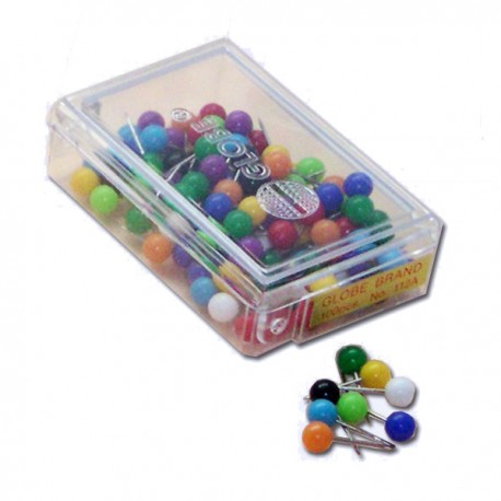 Globe Map Pin 15mm 100's Assorted Colors