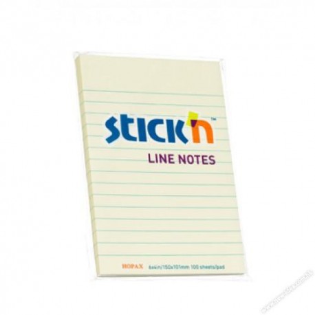 Stick-N 21056 Note Lined 4"x6" Yellow