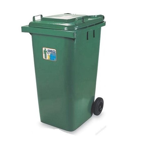 GEO 240 w/Lid & Wheel Rubbish Bin 204Litre Green