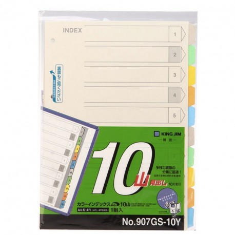 King Jim 907GS-10Y Paper Color Index Divider A4 10Tabs 5Sets