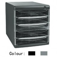 Deli 9795 Desktop Drawer Cabinet w/Lock and 5-Drawer A4 Grey/Black