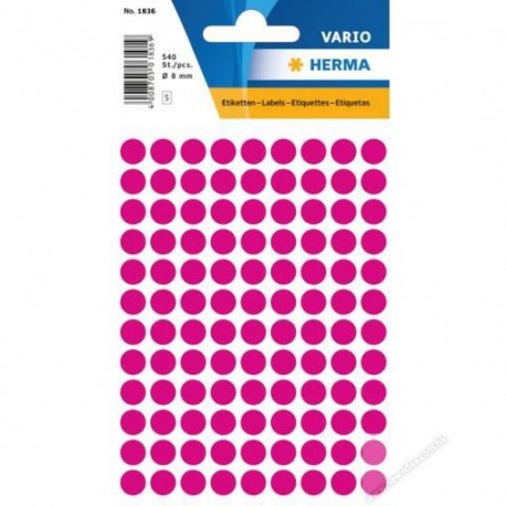 Herma 1836 Round Labels 8mm 540's Pink