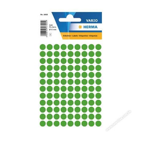 Herma 1835 Round Labels 8mm 540's Dark Green