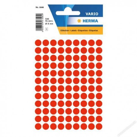 Herma 1846 Round Labels 8mm 540's Luminous Red