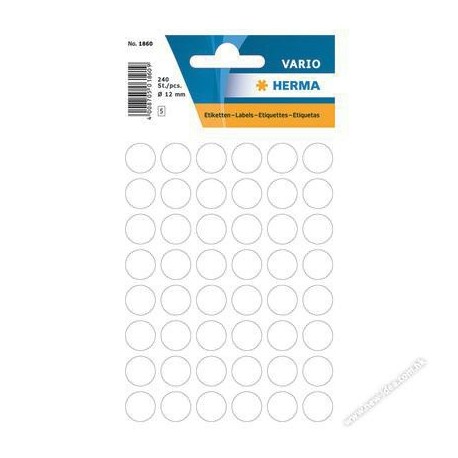 Herma 1860 Round Labels 12mm 240's White