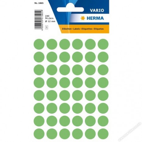 Herma 1865 Round Labels 12mm 240's Green