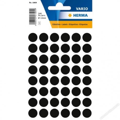 Herma 1869 Round Labels 12mm 240's Black