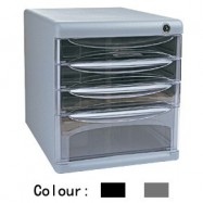 Deli 9794 Desktop Drawer Cabinet w/Lock and 4-Drawer A4 Grey/Black