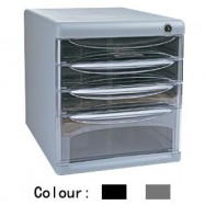 Deli 9794 Desktop Drawer Cabinet w/Lock and 4-Drawer A4 Grey