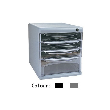 Deli 9794 Desktop Drawer Cabinet w/Lock and 4-Drawer A4 Grey/Black