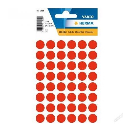 Herma 1866 Round Labels 12mm 240's Luminous Red
