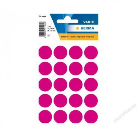 Herma 1886 Round Labels 19mm 100's Pink