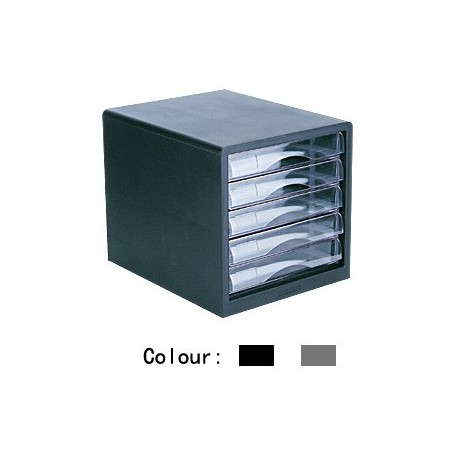 Deli 9775 Desktop Cabinet A4 With 5-Drawer Grey/Black