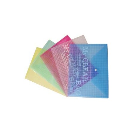 Plastic Document Bags with Button F4 Clear