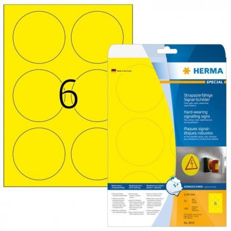 Herma 2277 Round Labels 32mm 240's Light Yellow