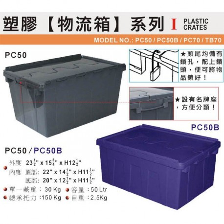 PC50 Plastic Industrial Container 23-5/8"x15-3/4"x12-5/8" Grey