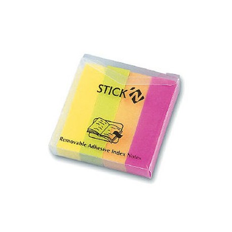 Stick-N 21017 標籤便條紙 12毫米x50毫米 4色 螢光色系 