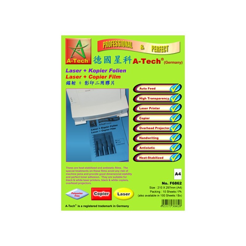 A Tech F6962 Laser & Copier Film A4 100's