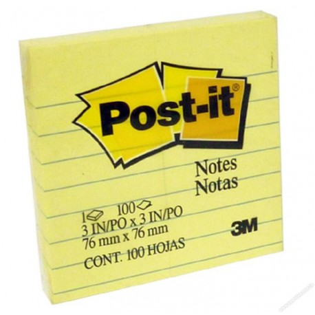 3M Post-it 630 Note Lined 3"x3" Yellow
