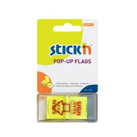 Stick-N 26015 Sign Here Pop-Up Flags 25mmx45mm