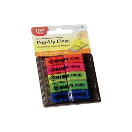 Stick-N 26004 Sign Here Pop-Up Flags 12mmx45mm 5Colors