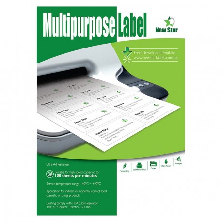 New Star N7163 Multipurpose Labels A4 99.1mmx38.1mm 1400's White