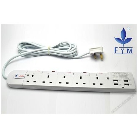 FYM S354USBH Individual Switches Extension Socket 13Ax5+4USB