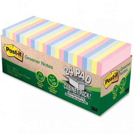 3M Post-it 654R-24CP Recycled Note 3"x3" 28Packs