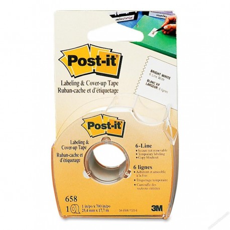 3M Post-it 658 Labeling & Cover-up Tape 6-Line 1"x700" White