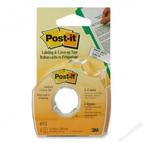 3M Post-it 652 Labeling & Cover-up Tape 2-Line 1/3"x700" White