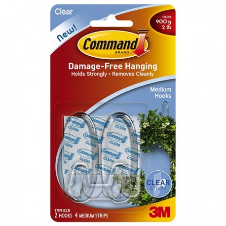 3M Command 17091CLR Clear Medium Hooks 2's