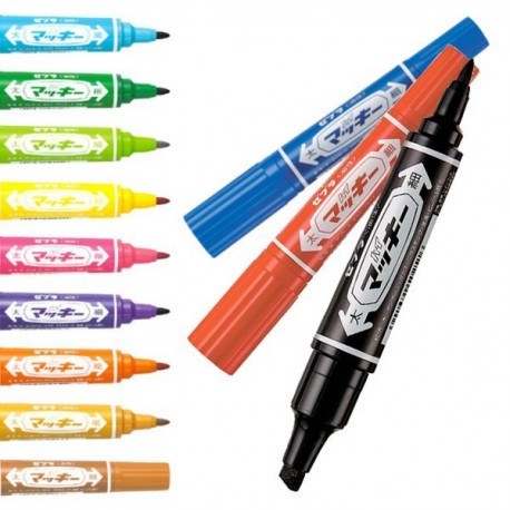 Zebra MO-150 Hi-Mckee 2-Head Permanent Marker Broad Black/Blue/Red/Green/Purple/Orange/Brown